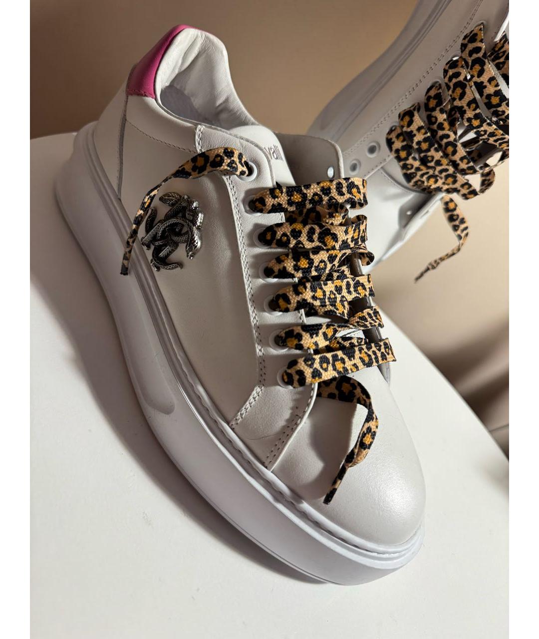 ROBERTO CAVALLI Белые кожаные кеды, фото 8