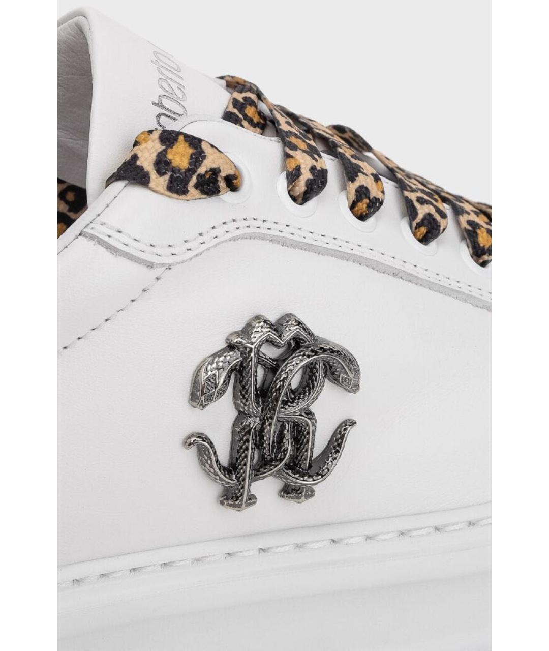 ROBERTO CAVALLI Белые кожаные кеды, фото 6