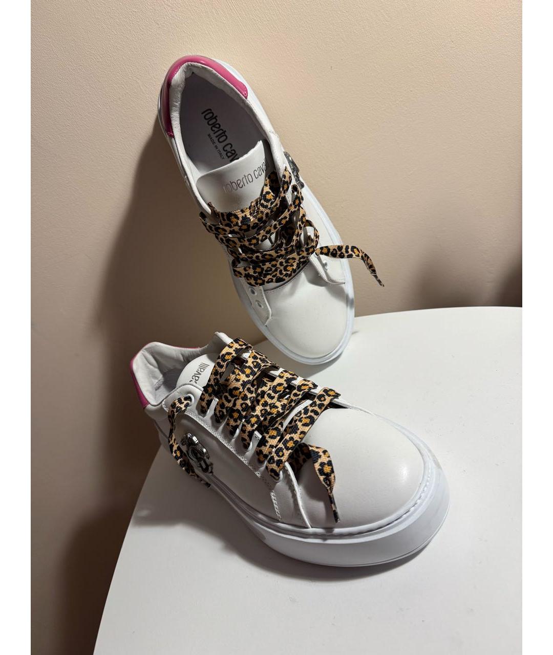 ROBERTO CAVALLI Белые кожаные кеды, фото 3