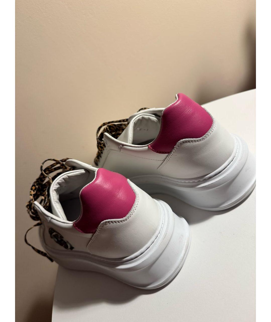 ROBERTO CAVALLI Белые кожаные кеды, фото 5
