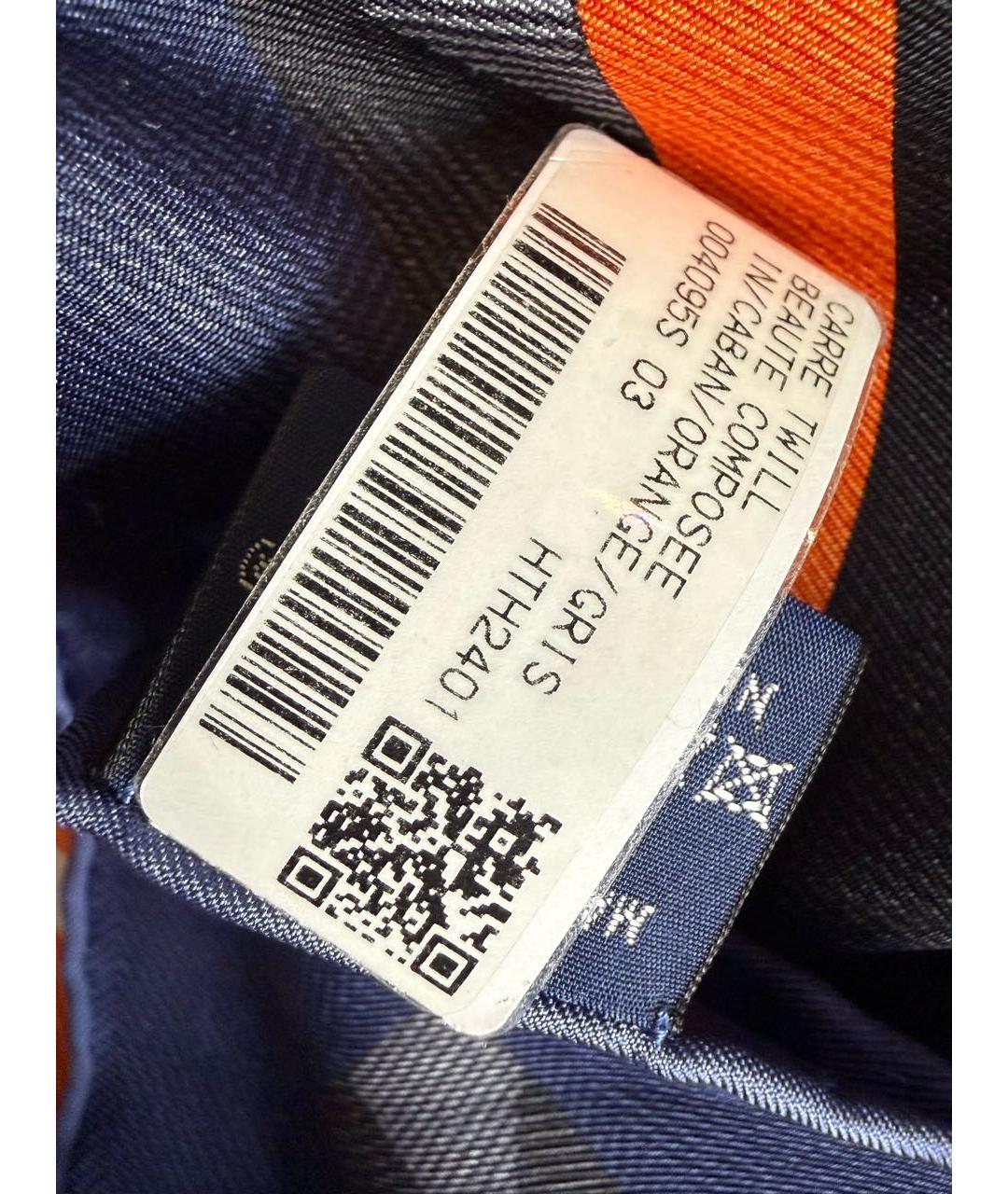 HERMES Темно-синий шелковый платок, фото 3