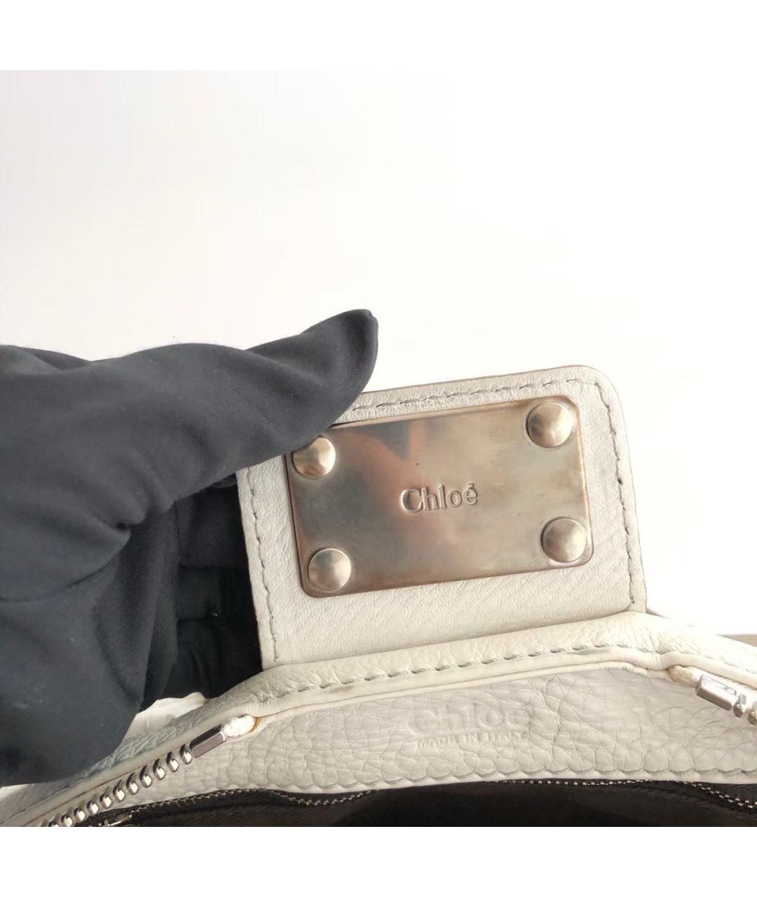 CHLOE Белая кожаная сумка через плечо, фото 6