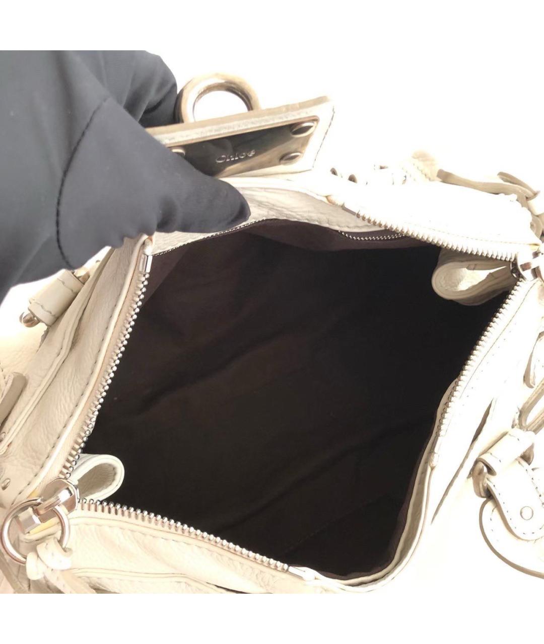 CHLOE Белая кожаная сумка через плечо, фото 4