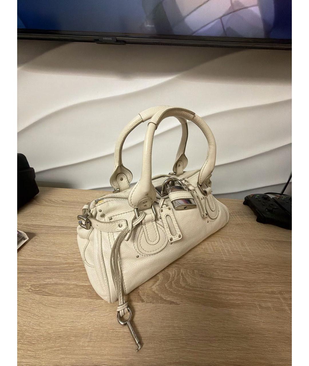 CHLOE Белая кожаная сумка через плечо, фото 2