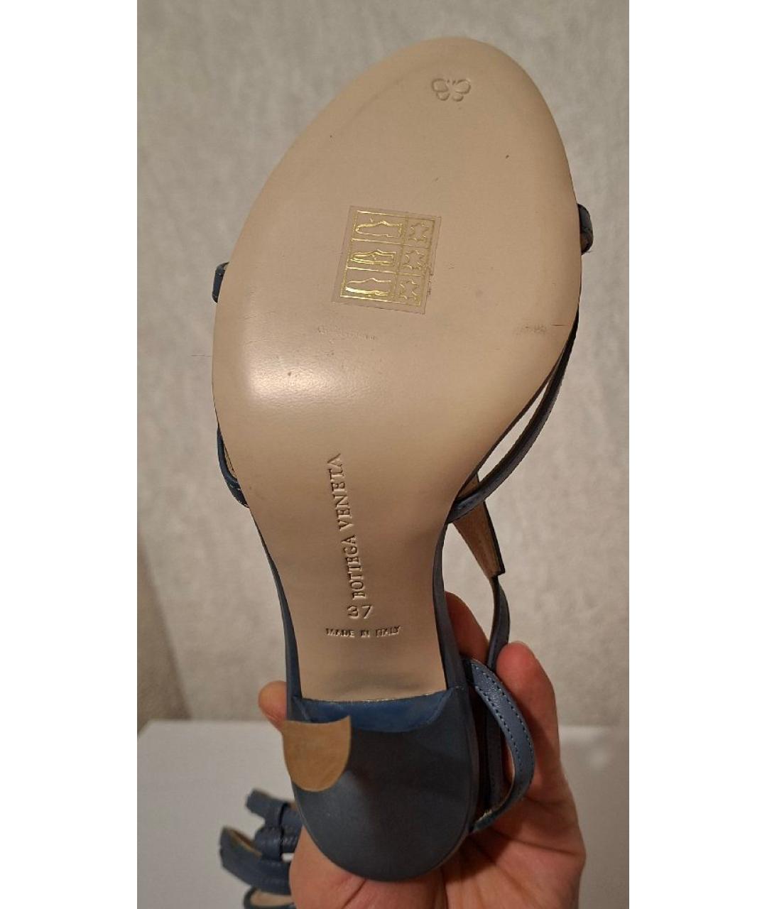 BOTTEGA VENETA Синие кожаные туфли, фото 4