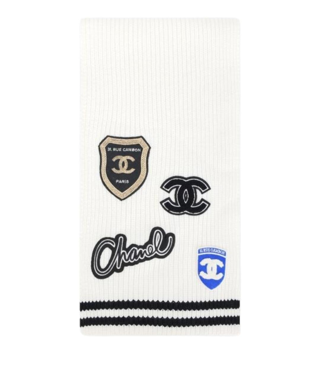 CHANEL Белый кашемировый шарф, фото 1
