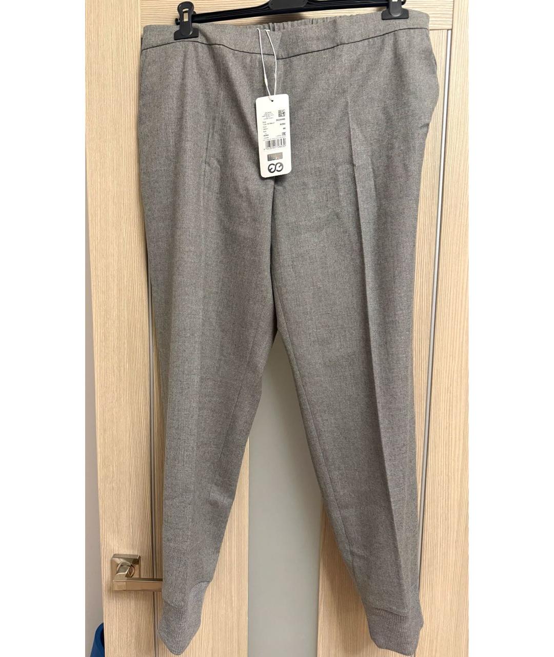 ESCADA Серые шерстяные прямые брюки, фото 7
