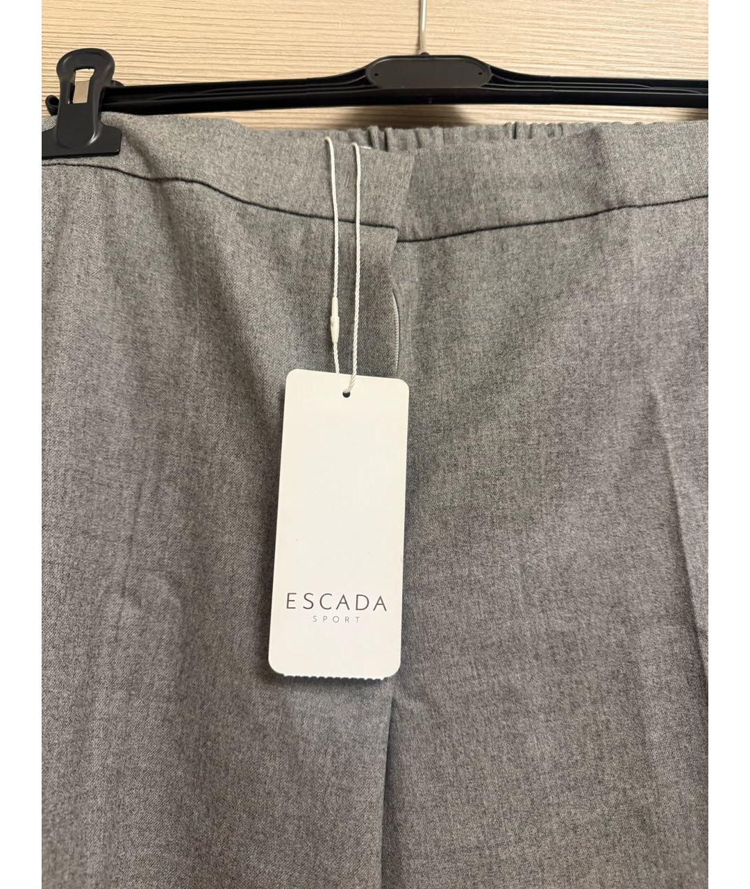 ESCADA Серые шерстяные прямые брюки, фото 4