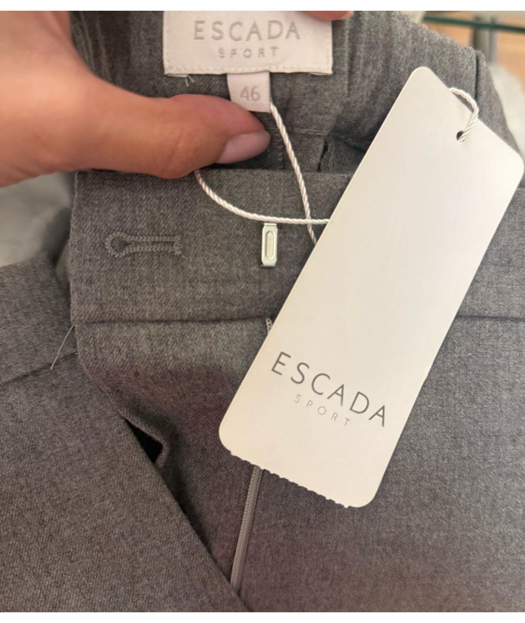 ESCADA Серые шерстяные прямые брюки, фото 3