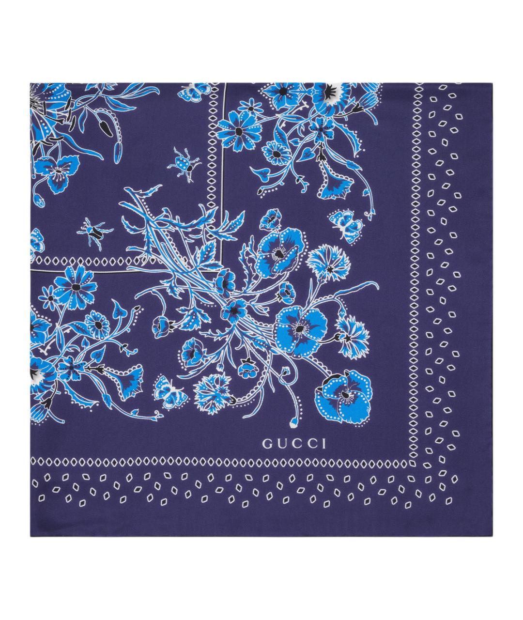 GUCCI Синий хлопковый шарф, фото 2