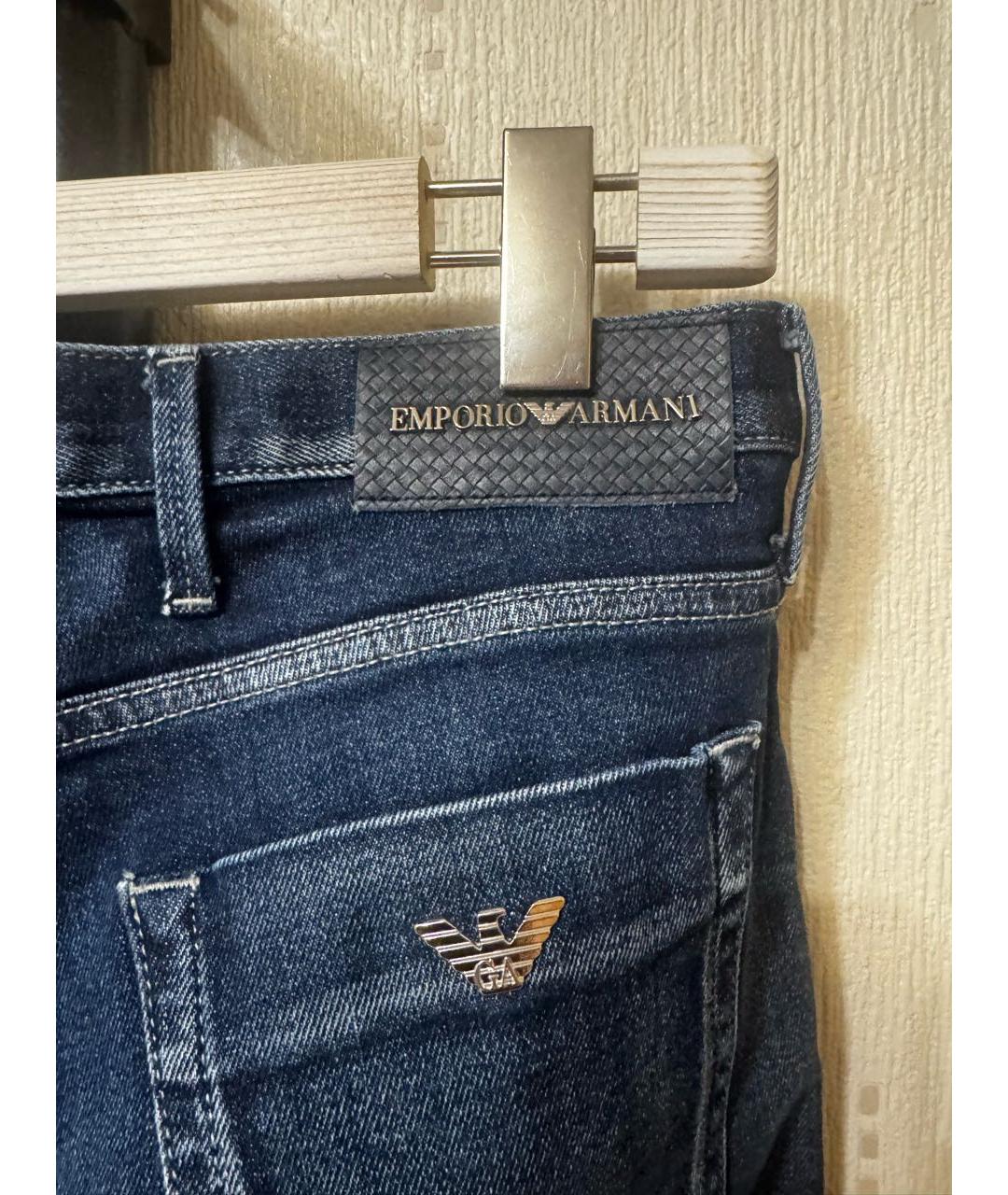 EMPORIO ARMANI Темно-синие хлопковые джинсы скинни, фото 4