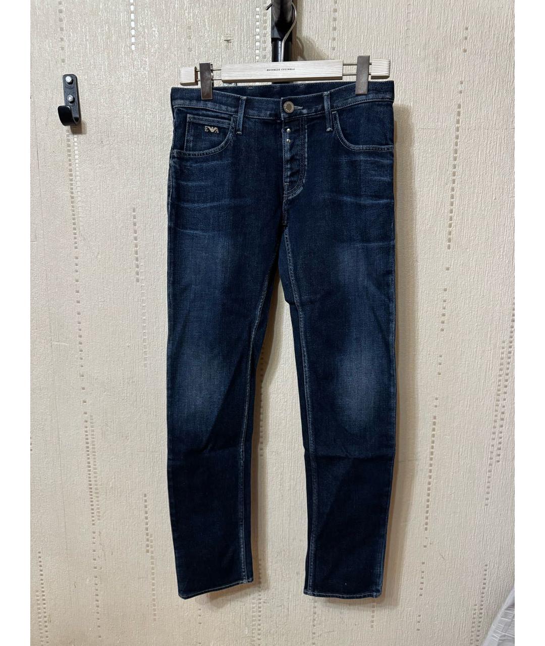 EMPORIO ARMANI Темно-синие хлопковые джинсы скинни, фото 6