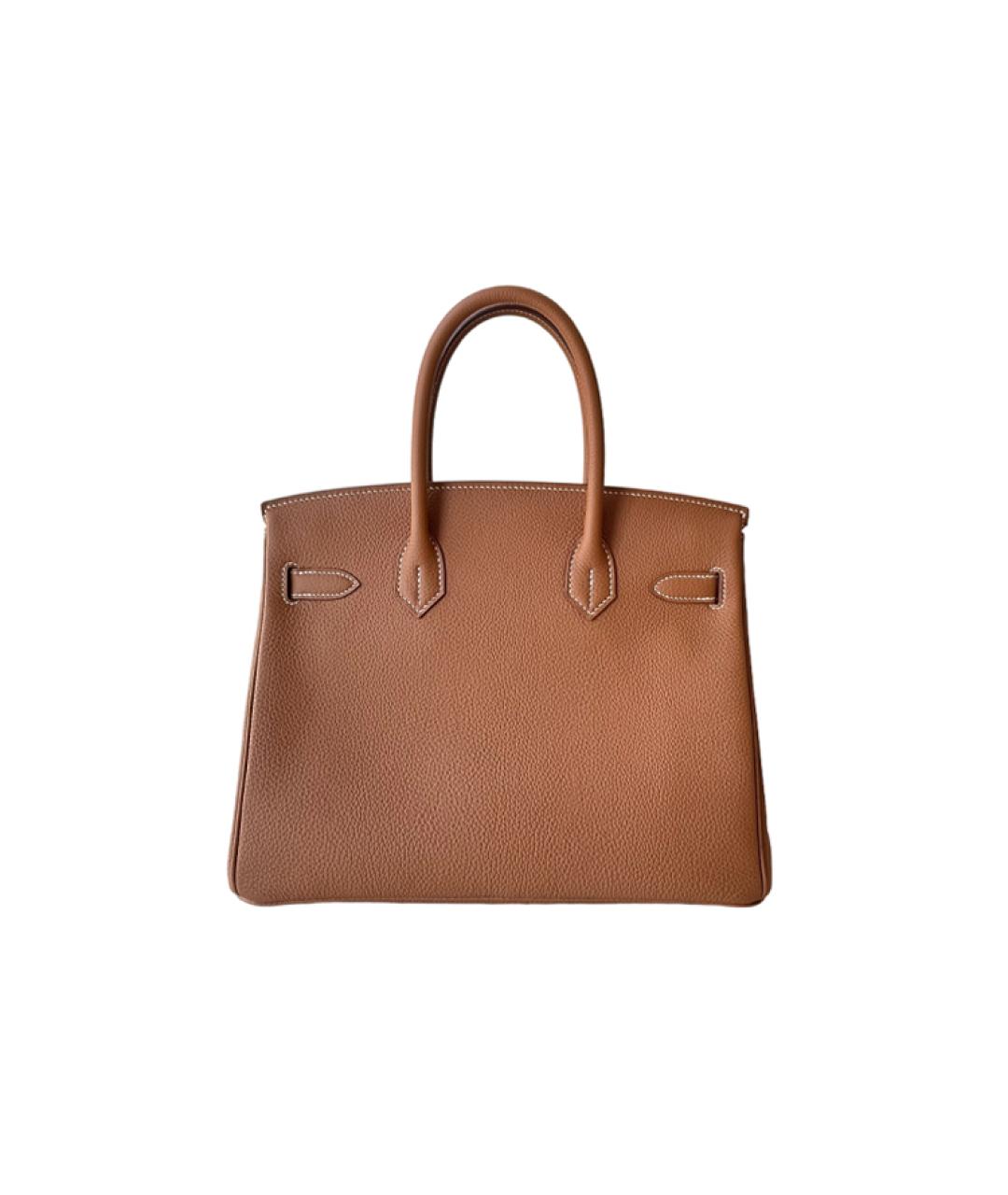 HERMES Коричневая кожаная сумка с короткими ручками, фото 2