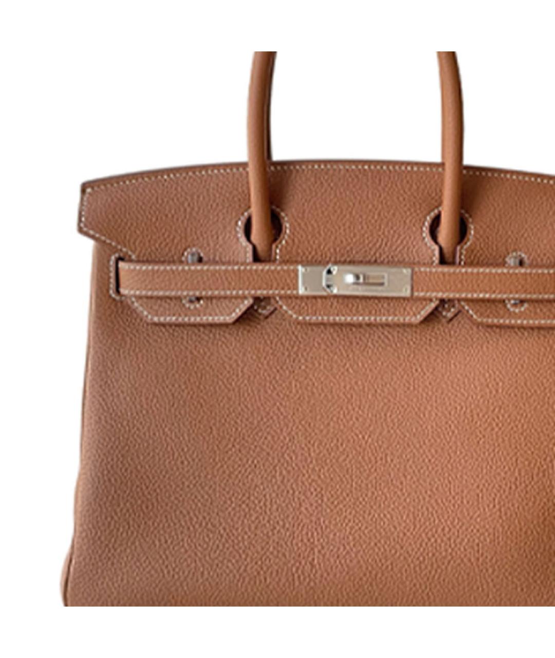 HERMES Коричневая кожаная сумка с короткими ручками, фото 4