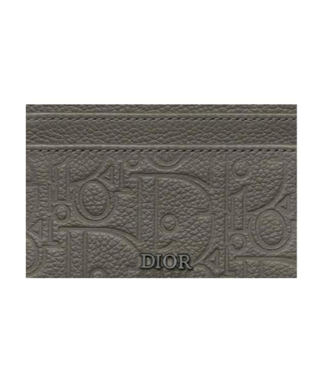 CHRISTIAN DIOR Серый кожаный кардхолдер, фото 3