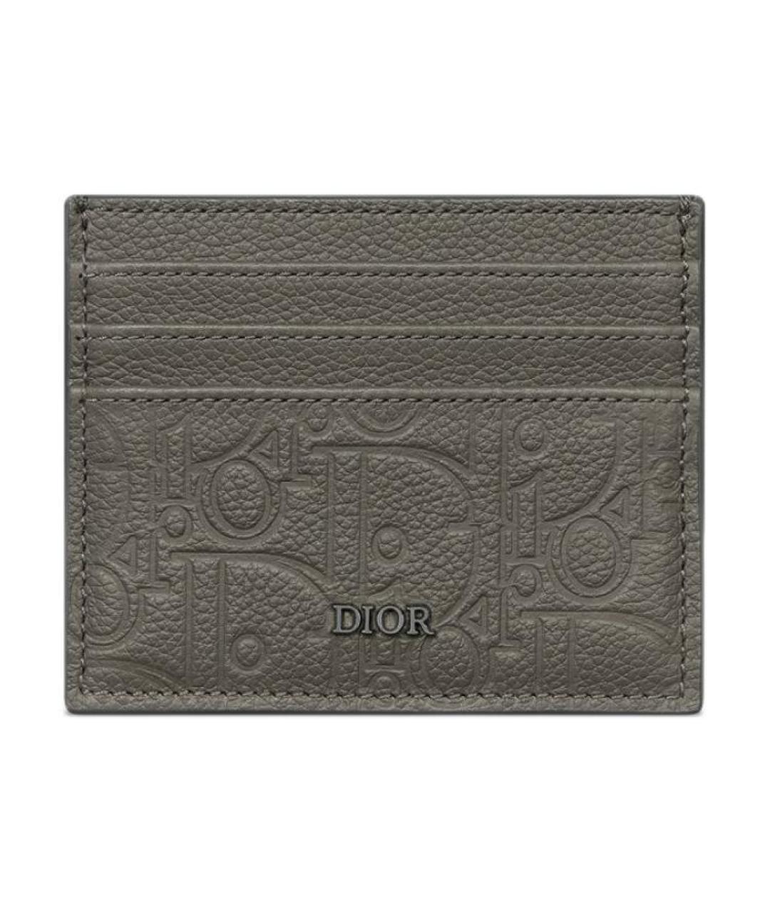 CHRISTIAN DIOR Серый кожаный кардхолдер, фото 1
