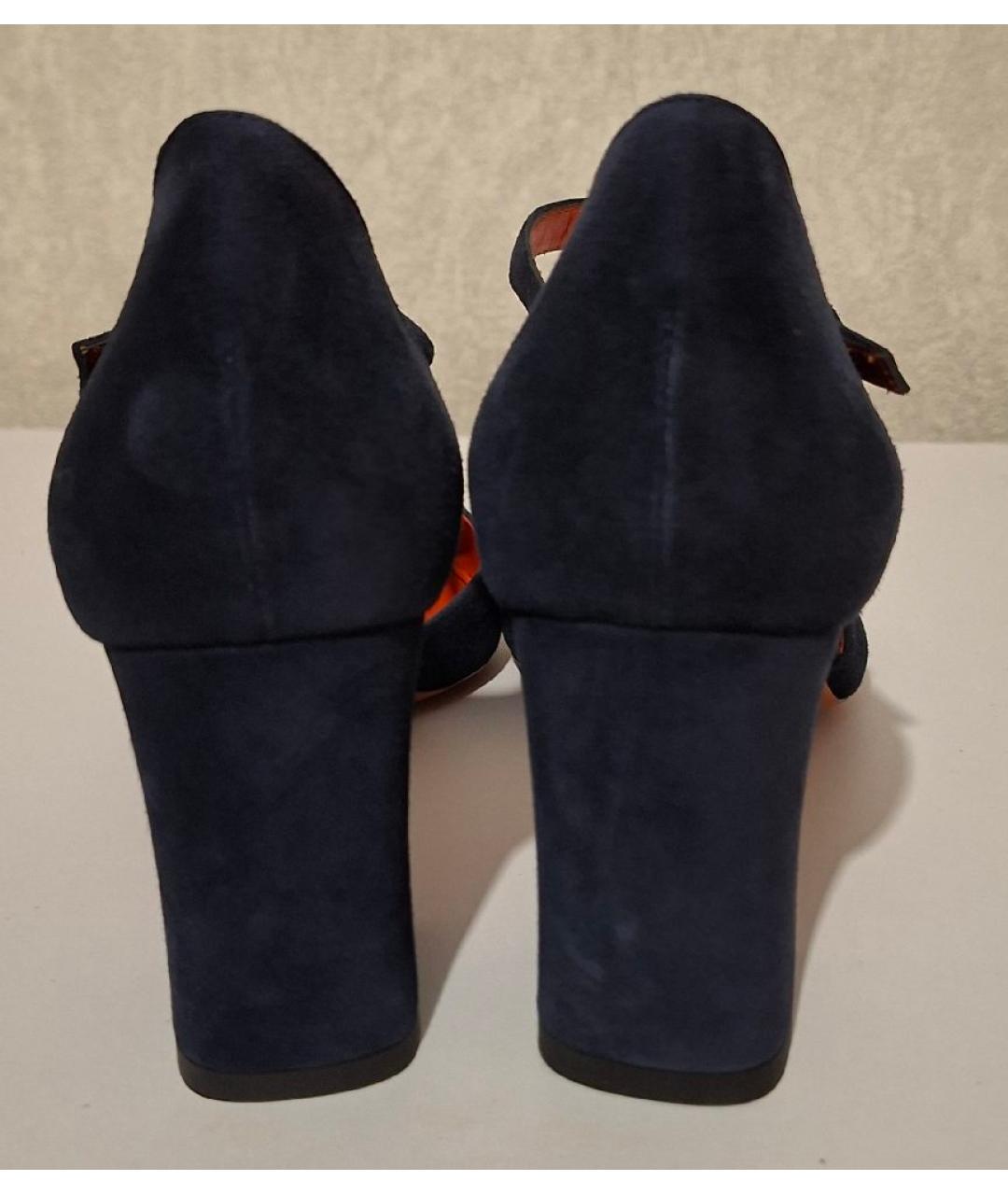 SANTONI Темно-синие замшевые туфли, фото 4