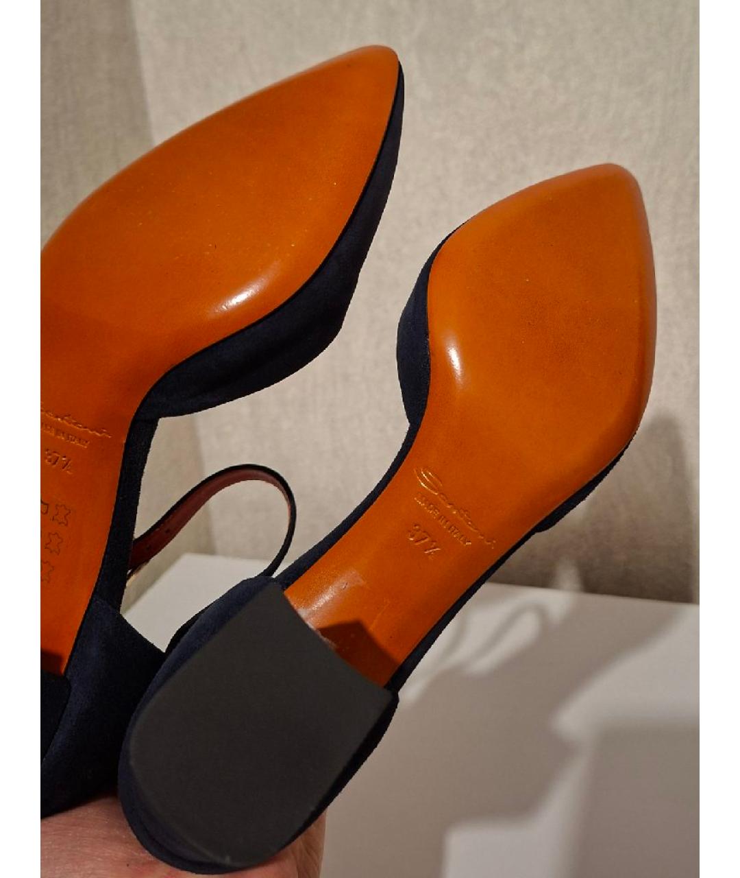 SANTONI Темно-синие замшевые туфли, фото 5