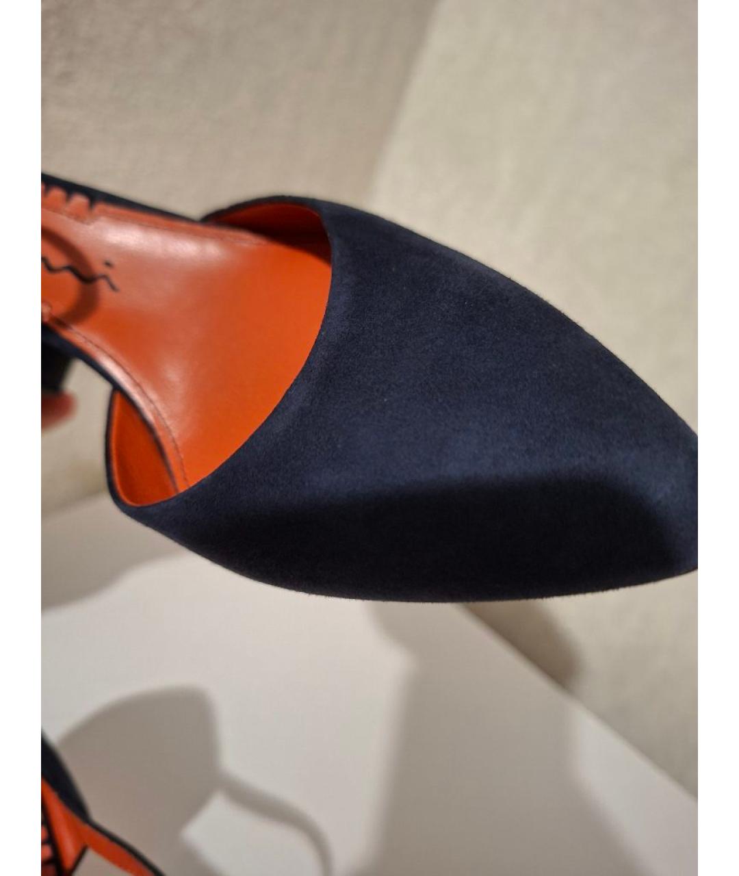 SANTONI Темно-синие замшевые туфли, фото 7
