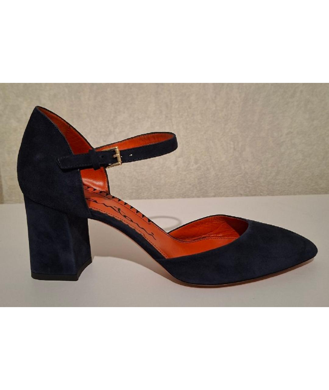 SANTONI Темно-синие замшевые туфли, фото 8