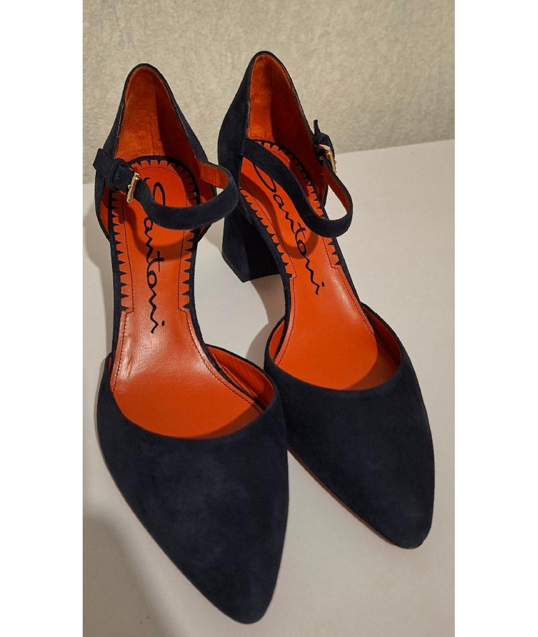 SANTONI Темно-синие замшевые туфли, фото 3