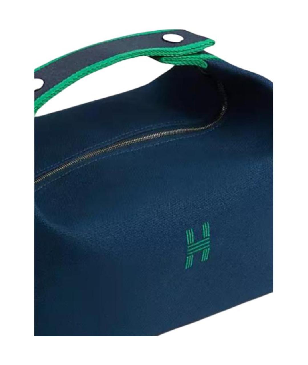 HERMES Темно-синяя хлопковая косметичка, фото 4