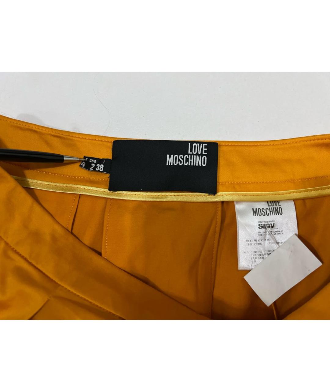 LOVE MOSCHINO Желтая хлопко-эластановая юбка мини, фото 5