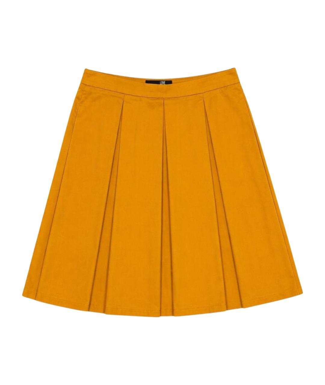 LOVE MOSCHINO Желтая хлопко-эластановая юбка мини, фото 1