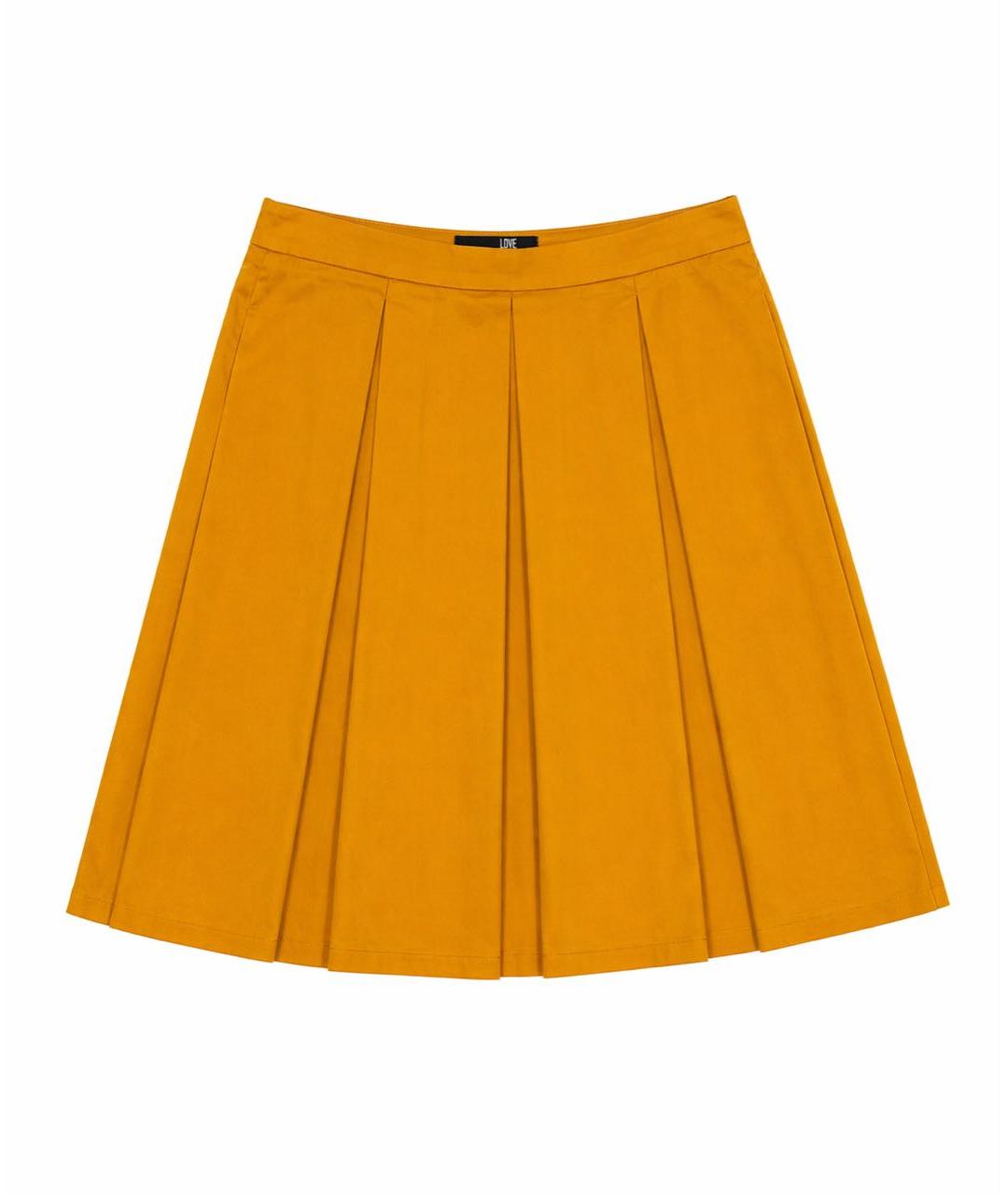 LOVE MOSCHINO Желтая хлопко-эластановая юбка мини, фото 6