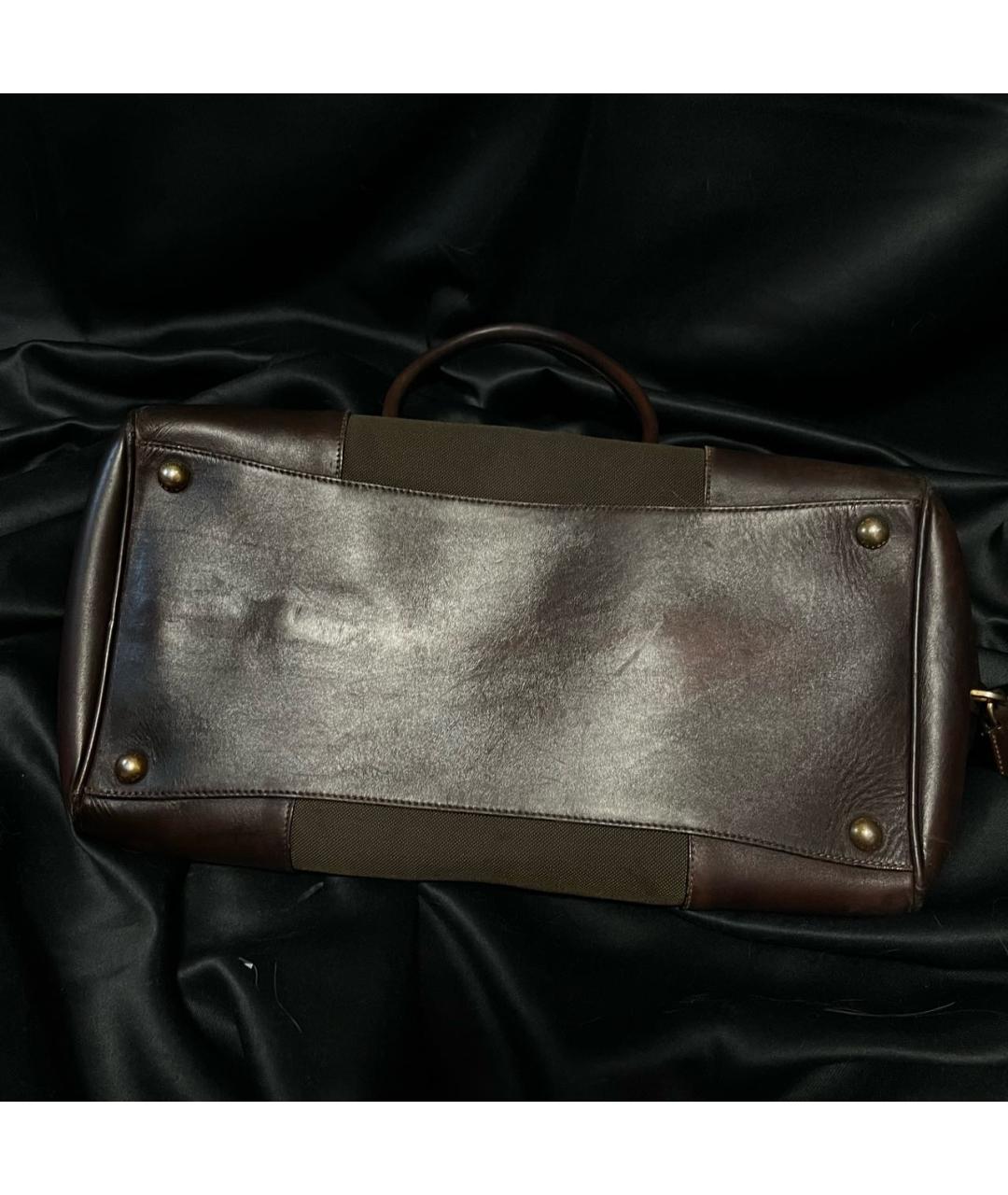 PRADA Коричневая жаккардовая сумка с короткими ручками, фото 5