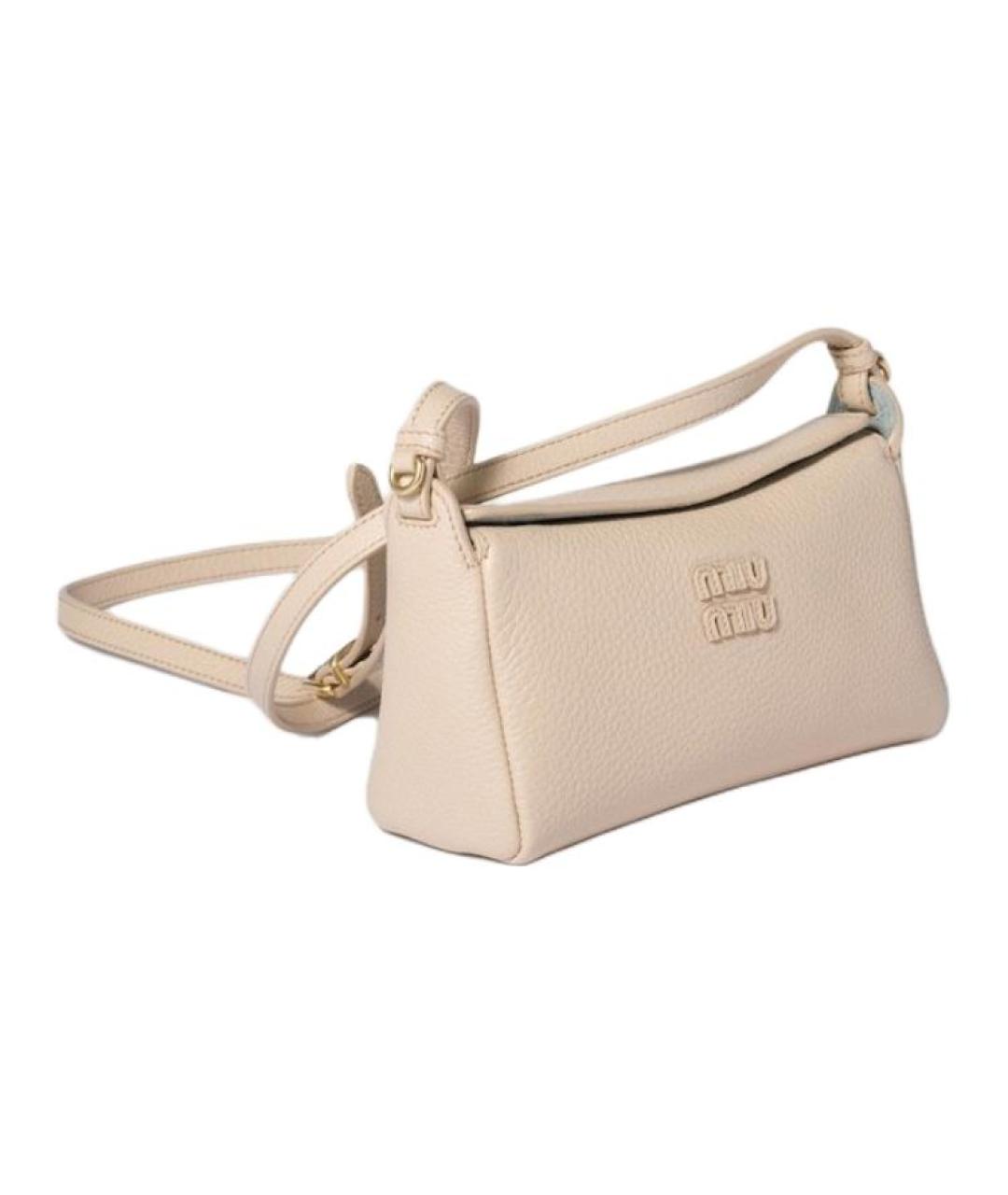 MIU MIU Бежевая кожаная сумка через плечо, фото 3