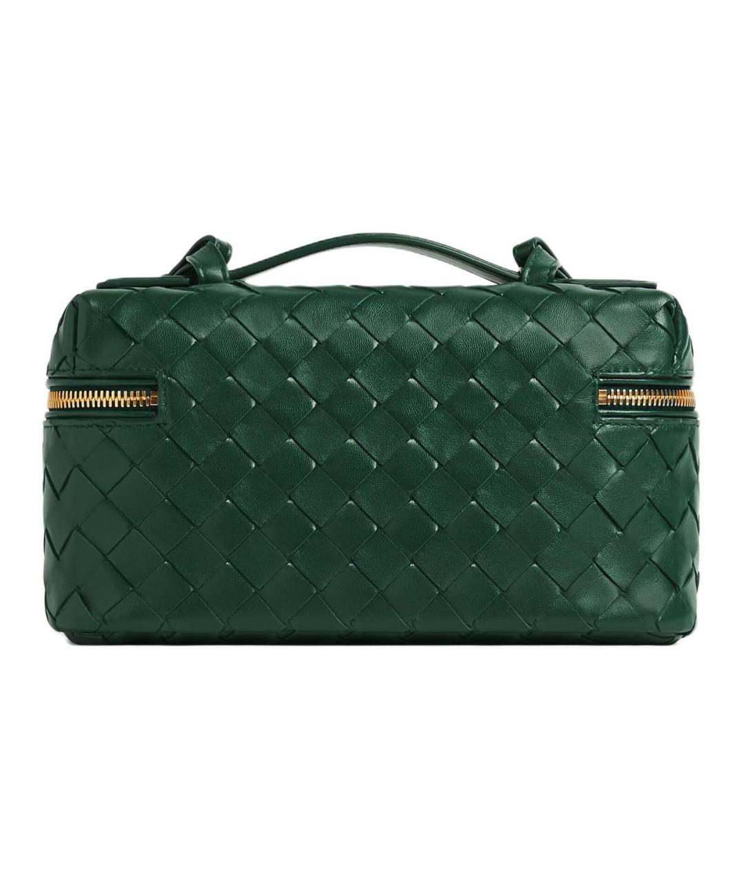 BOTTEGA VENETA Зеленая кожаная косметичка, фото 3