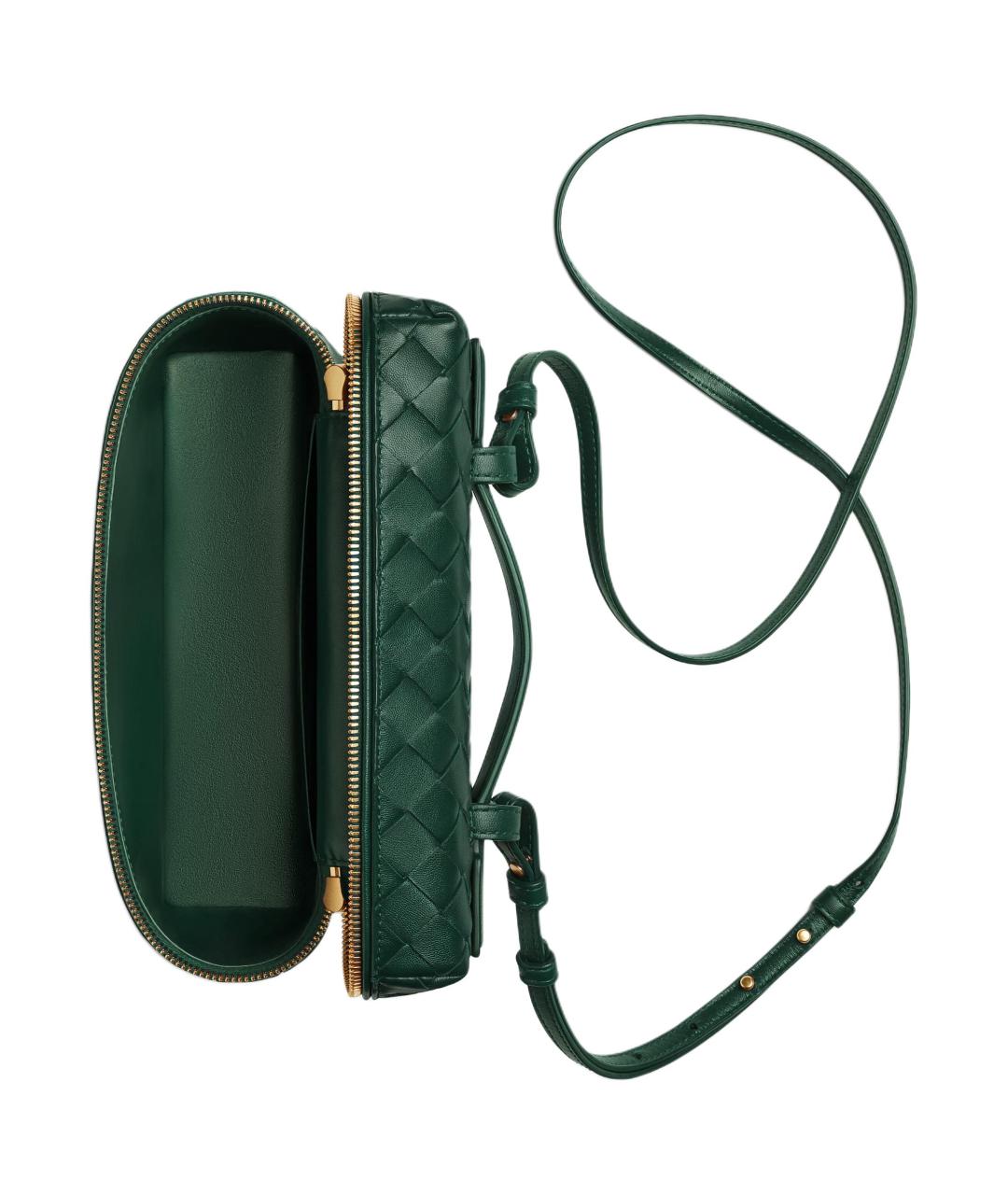 BOTTEGA VENETA Зеленая кожаная косметичка, фото 4