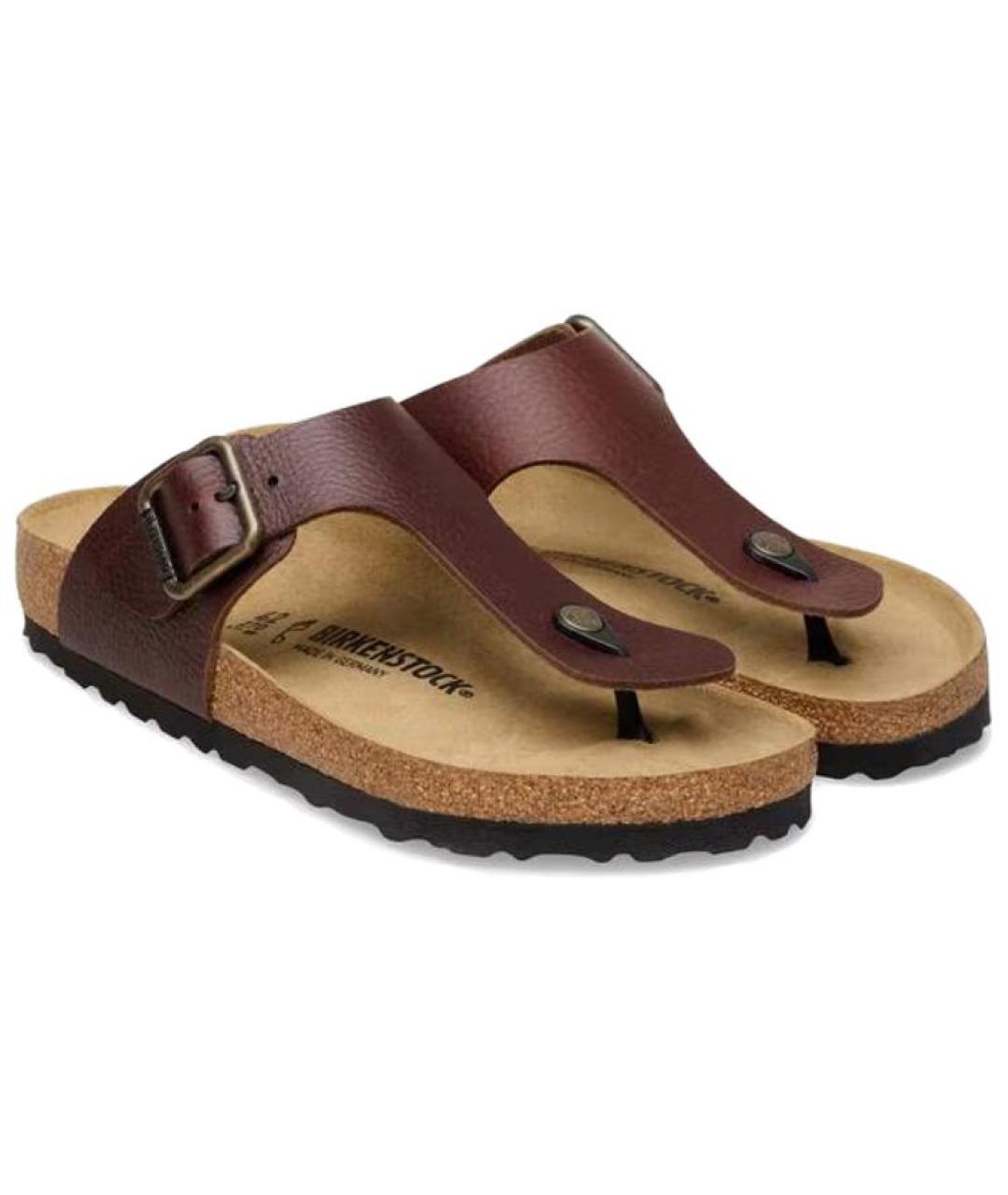 BIRKENSTOCK Коричневые кожаные сандалии, фото 4