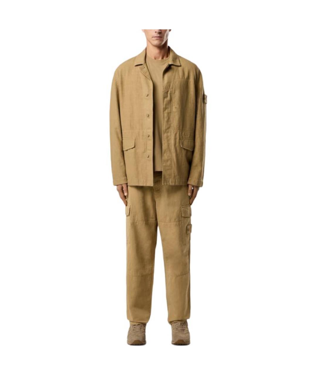 STONE ISLAND Бежевые брюки чинос, фото 3