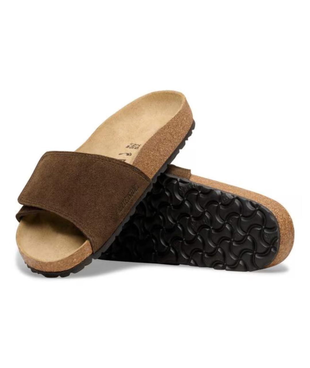 BIRKENSTOCK Коричневые замшевые шлепанцы, фото 4