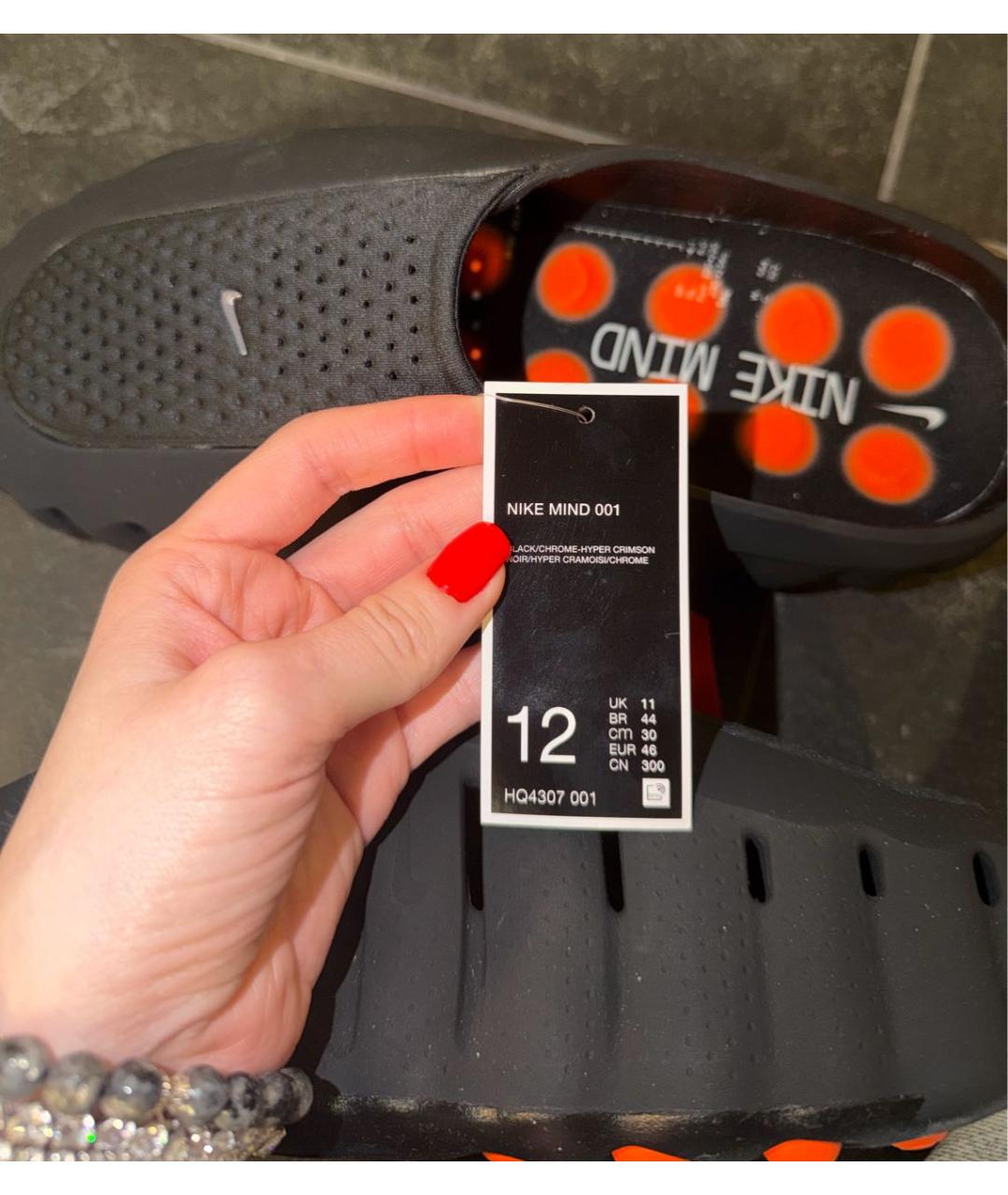 NIKE Черные резиновые шлепанцы, фото 6