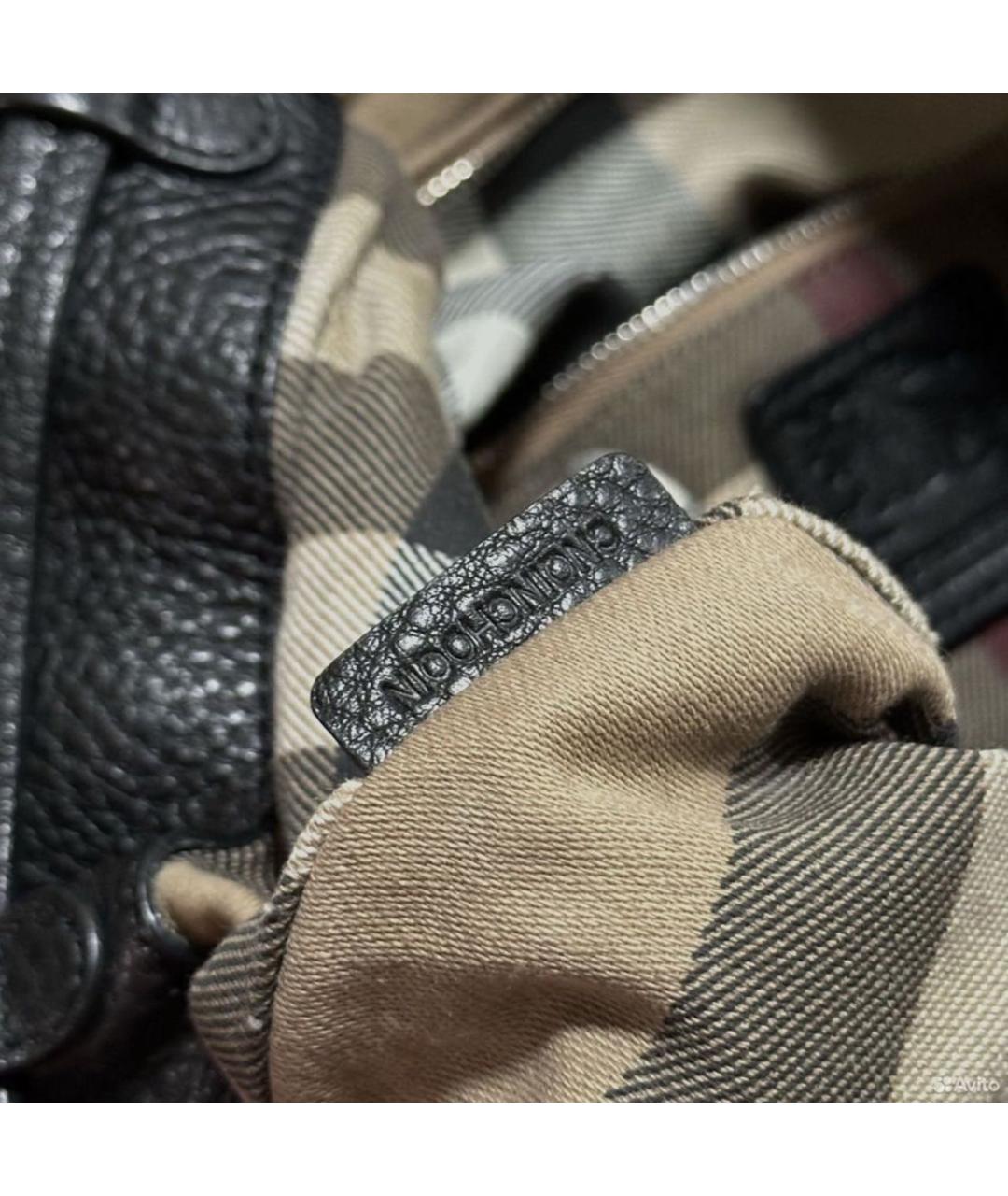 BURBERRY Черная кожаная сумка с короткими ручками, фото 5