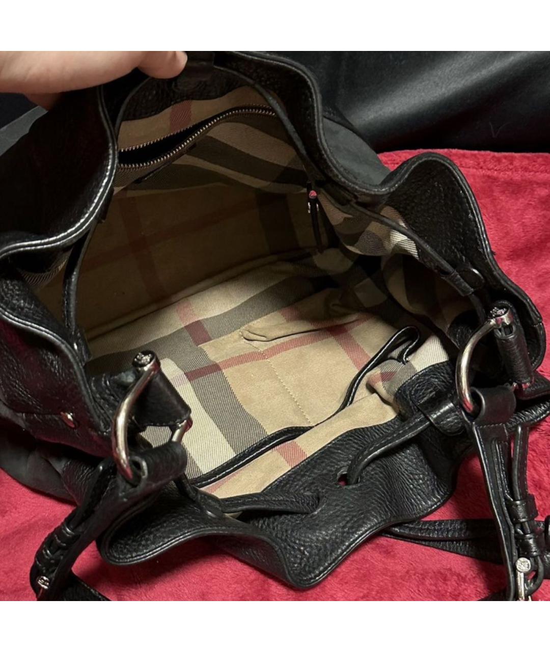 BURBERRY Черная кожаная сумка с короткими ручками, фото 2