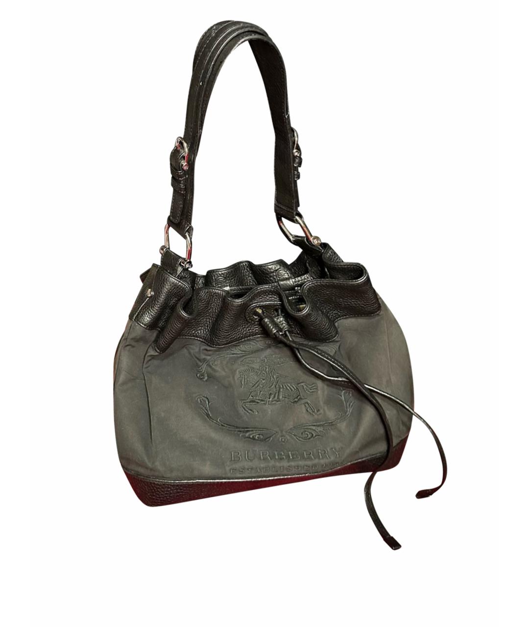 BURBERRY Черная кожаная сумка с короткими ручками, фото 1