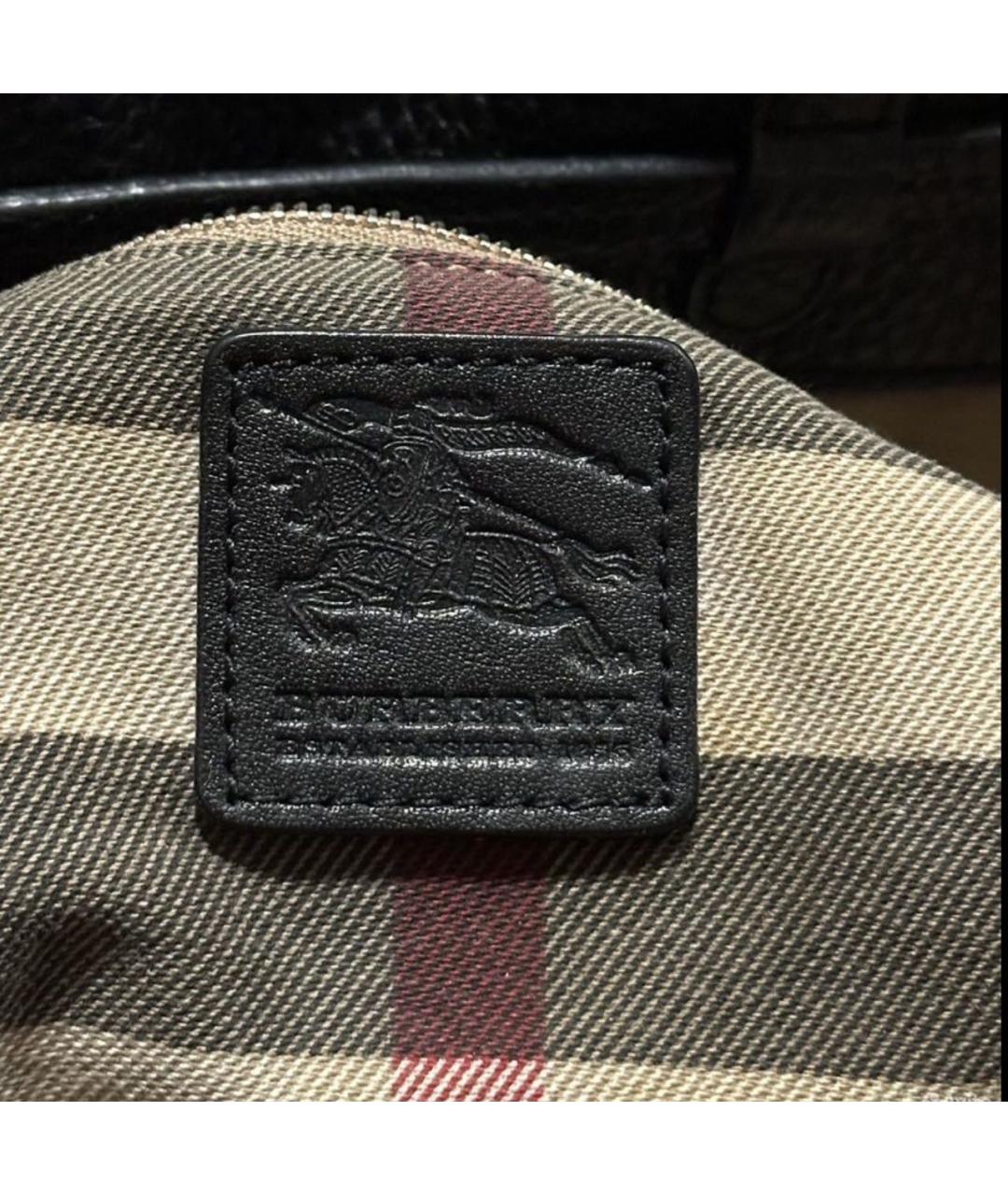 BURBERRY Черная кожаная сумка с короткими ручками, фото 4