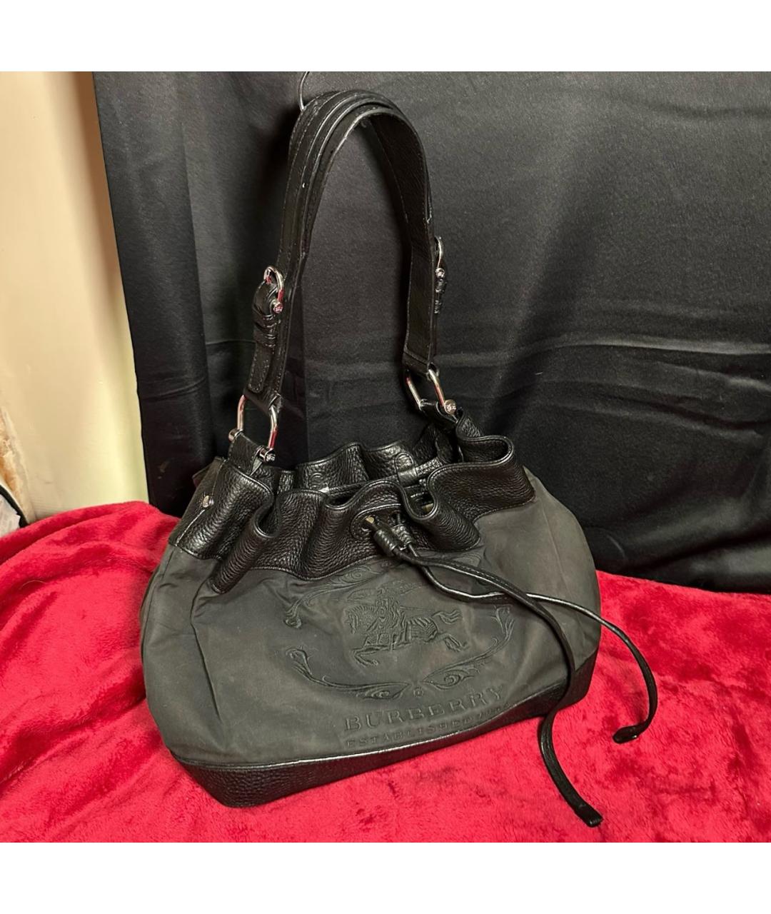 BURBERRY Черная кожаная сумка с короткими ручками, фото 8