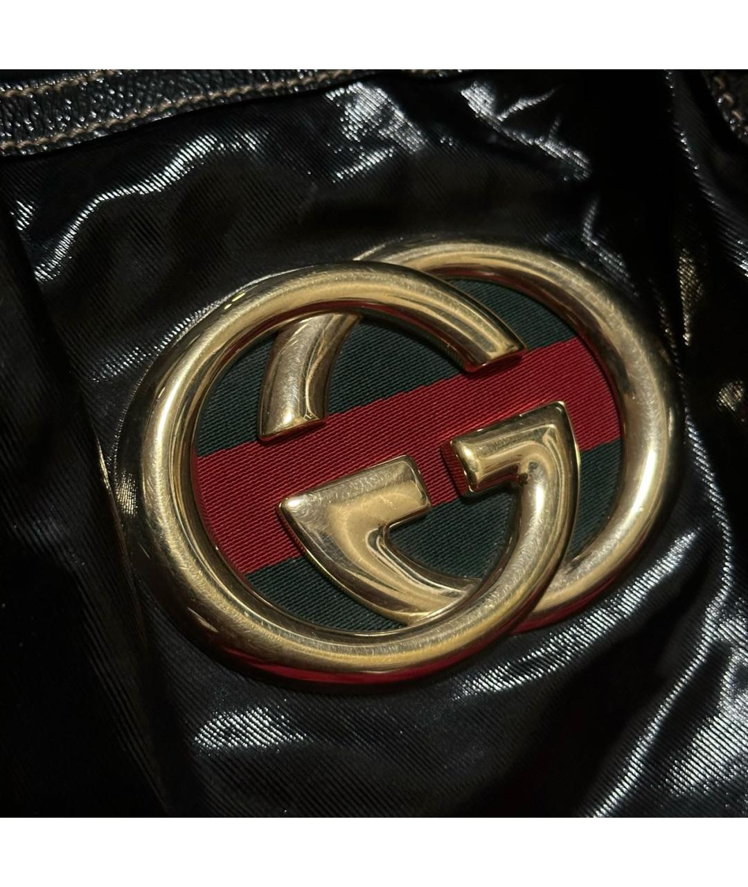 GUCCI Черная сумка тоут из лакированной кожи, фото 4