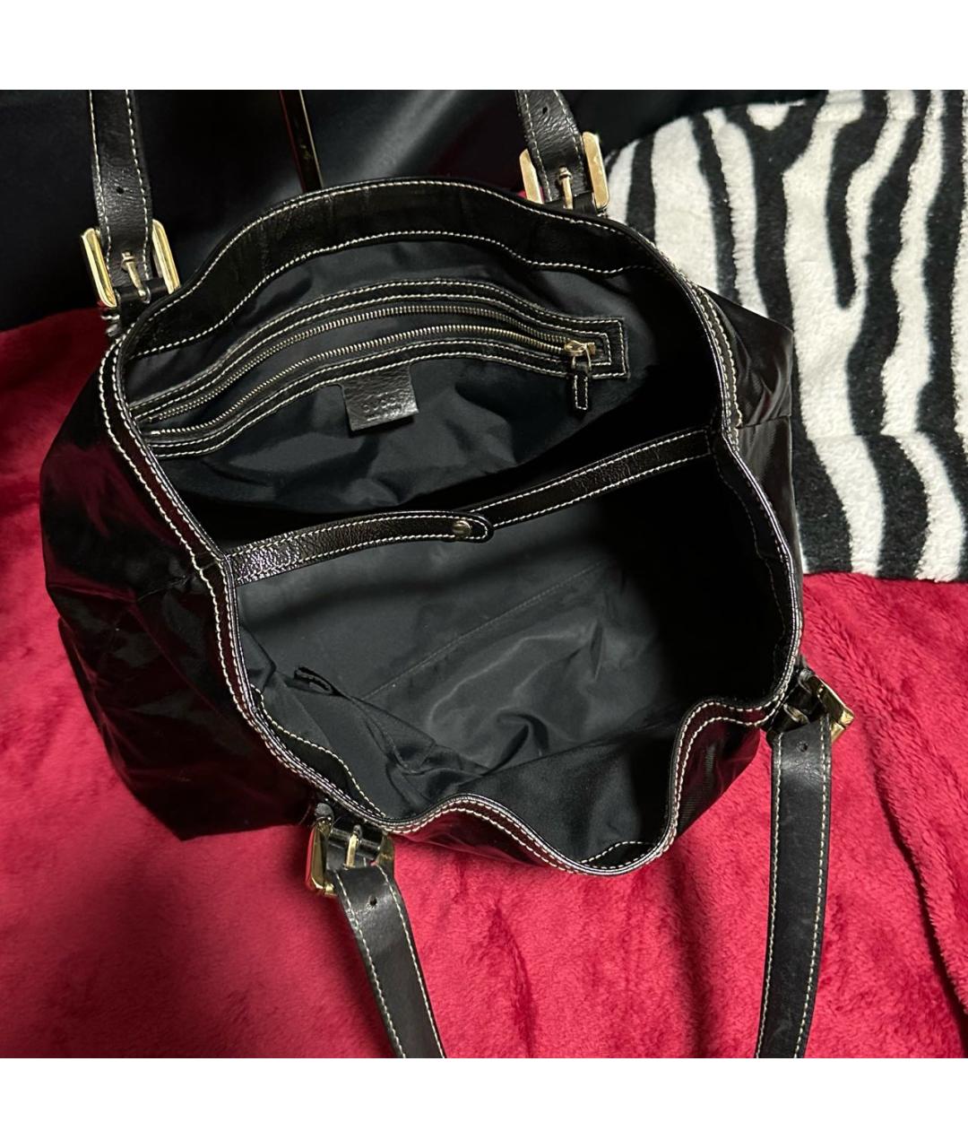 GUCCI Черная сумка тоут из лакированной кожи, фото 2
