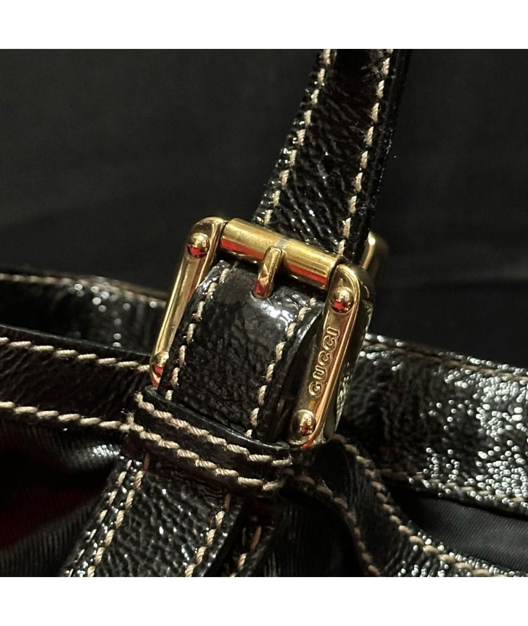 GUCCI Черная сумка тоут из лакированной кожи, фото 5