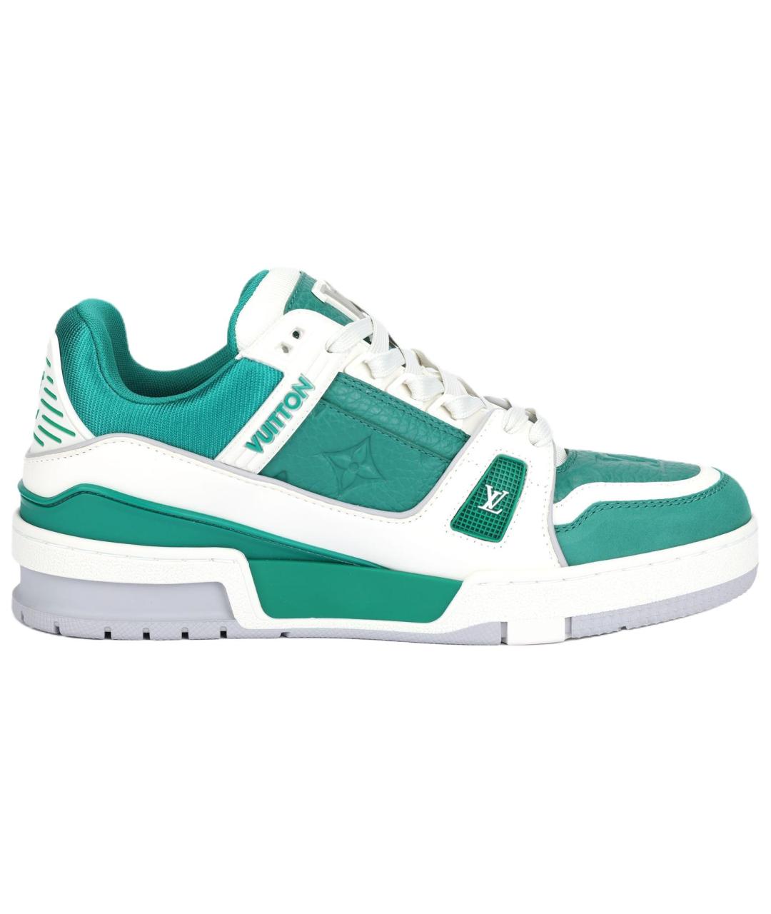 LOUIS VUITTON Зеленые кожаные кроссовки, фото 1
