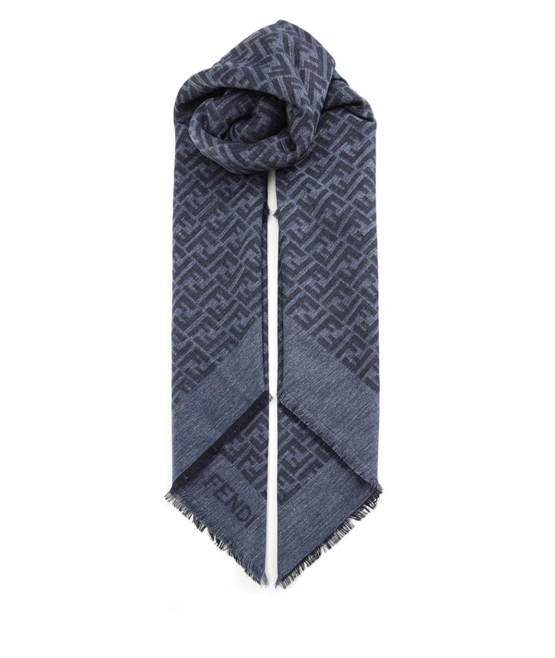 FENDI Синий шерстяной шарф, фото 1