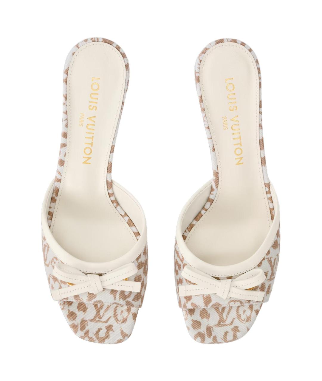 LOUIS VUITTON Бежевые кожаные босоножки, фото 4