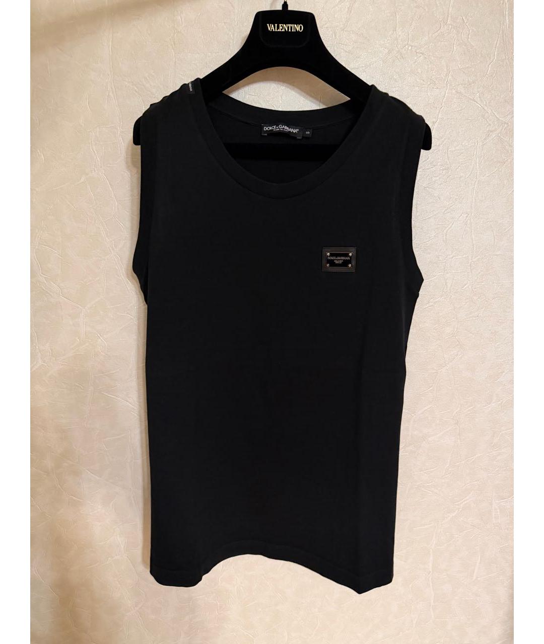 DOLCE&GABBANA Черная хлопковая майка, фото 2