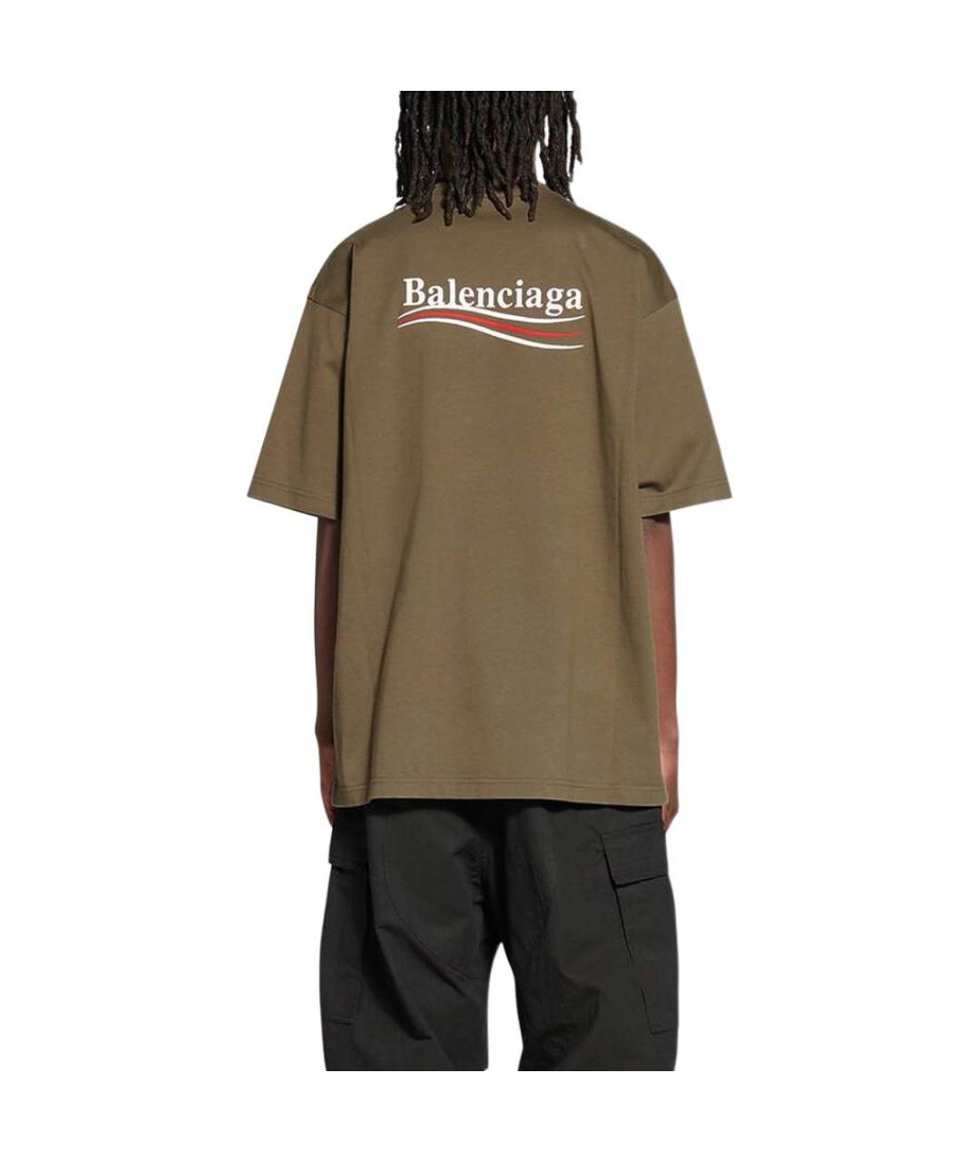 BALENCIAGA Хаки футболка, фото 5
